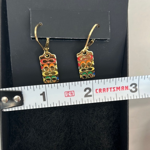 Coach Gold Dangle Earrings with Red,Orange,Yellow,Green “C’s” NWT! - Picture 13 of 13